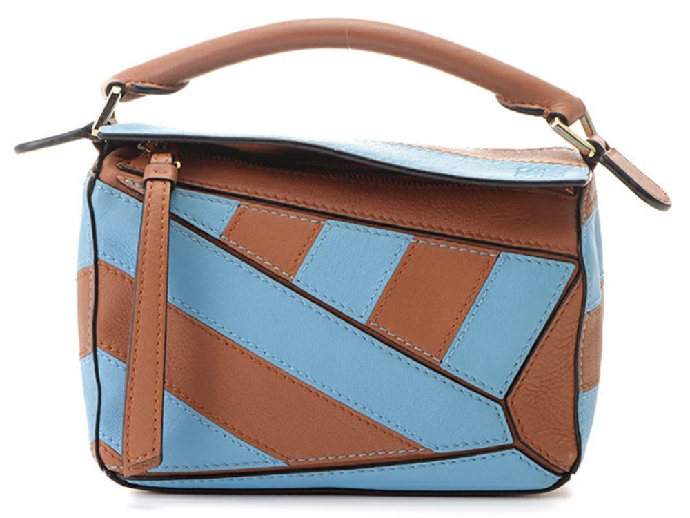 Loewe Puzzle Bag Blue Brown Calfskin